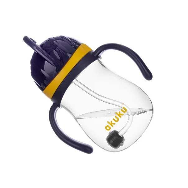 Ποτήρι Εκπαιδευτικό 280ml Με Καλαμάκι Akuku Navy Blue/Yellow A0165