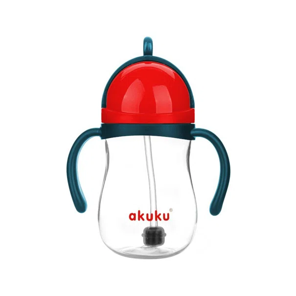 Ποτήρι Εκπαιδευτικό 280ml Με Καλαμάκι Akuku Blue/Red A0164