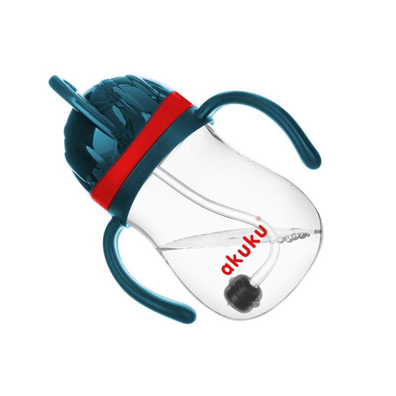 Ποτήρι Εκπαιδευτικό 280ml Με Καλαμάκι Akuku Blue/Red A0164