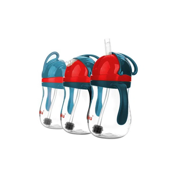 Ποτήρι Εκπαιδευτικό 280ml Με Καλαμάκι Akuku Blue/Red A0164