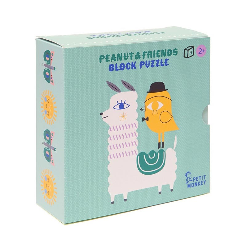 Ξύλινο Παζλ με 9 Κύβους Petit Monkey Peanut Friends Ptm-Pmg009 Παιχνίδια Δραστηριοτήτων Spitishop