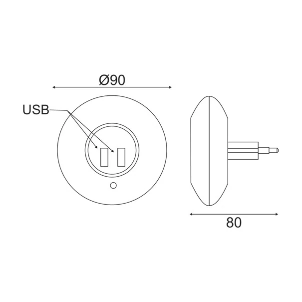 Φωτάκι Νυκτός LED Με 2 Θύρες USB Aca SF78LED