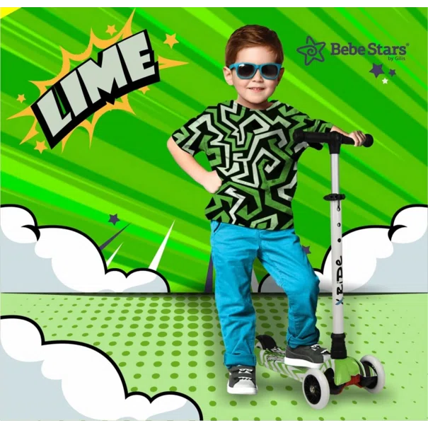 Παιδικό Πατίνι Τρίτροχο (3+ Ετών) Bebe Stars Xride Lime 661-174