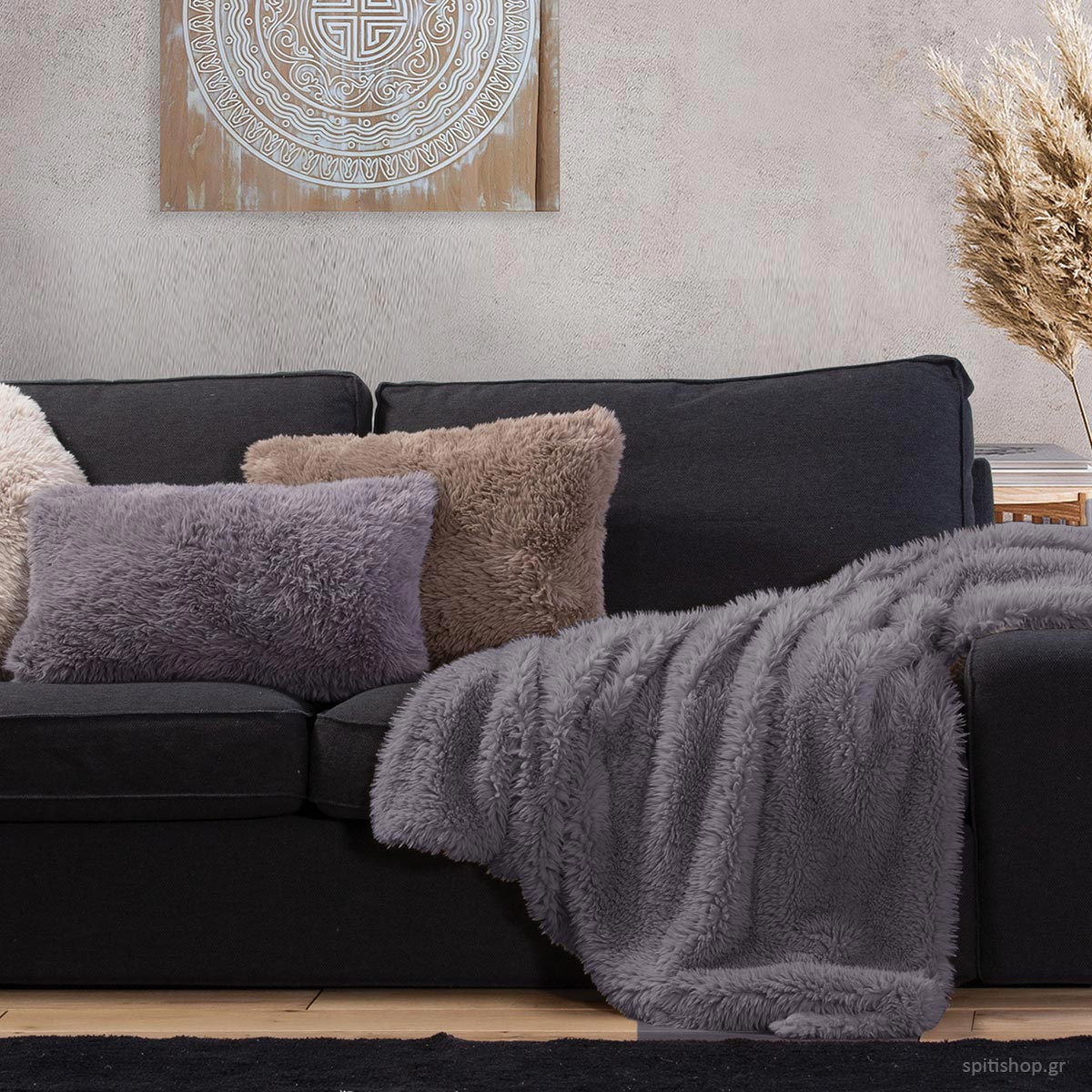 Γούνινη Κουβέρτα Καναπέ (130x170) Nef-Nef Homeware Iverson 23 Grey