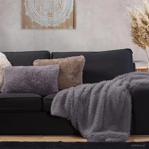 Γούνινη Κουβέρτα Καναπέ (130x170) Nef-Nef Homeware Iverson 23 Grey