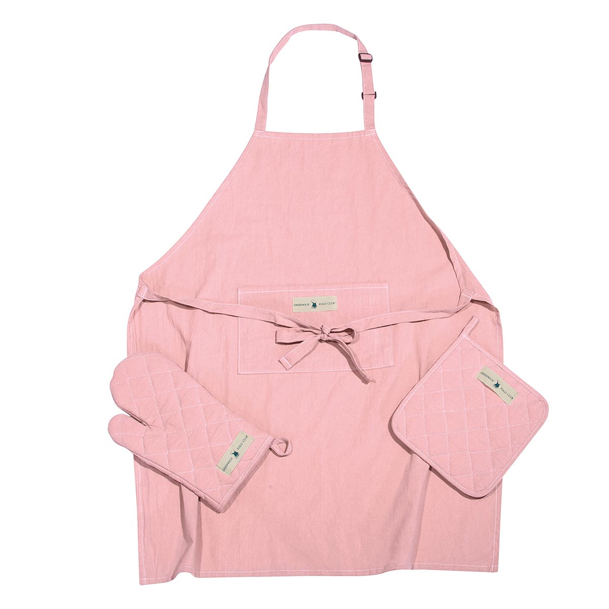 Σετ Κουζίνας 3Τμχ Greenwich Polo Club Essential 2639 Pink Λευκά Είδη & Τραπεζαρίας Πιάστρες Ποδιές Spitishop