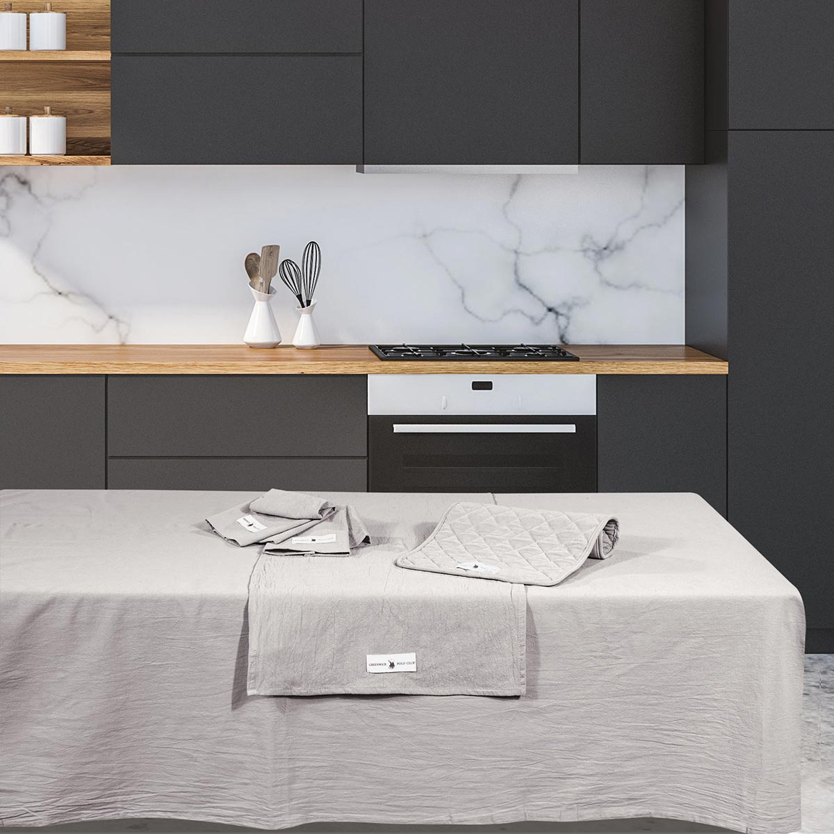 Ποτηρόπανα (Σετ 2τμχ) Greenwich Polo Club Essential 2638 Grey