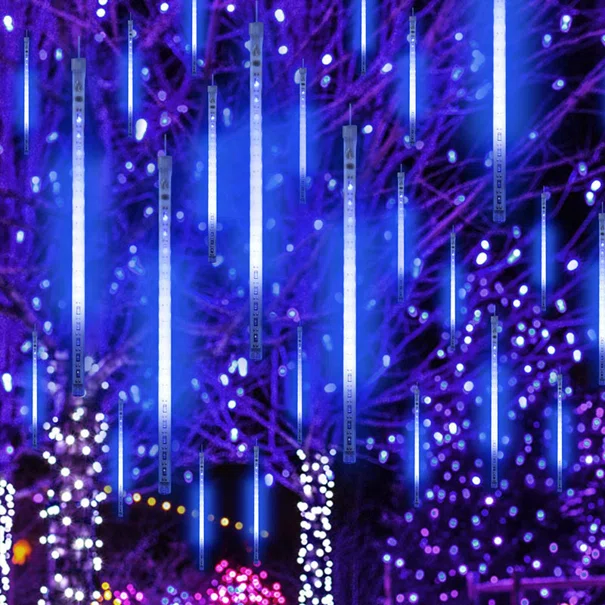Χριστουγεννιάτικα Λαμπάκια 240 Led Μετεωρίτης Ψυχρό Λευκό Με Μπαταρία & Χρονοδιακόπτη Aca Snowdrop X06240235