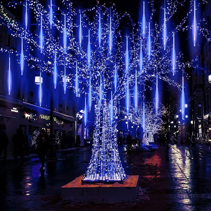 Χριστουγεννιάτικα Λαμπάκια 240 Led Μετεωρίτης Ψυχρό Λευκό Με Μπαταρία & Χρονοδιακόπτη Aca Snowdrop X06240235