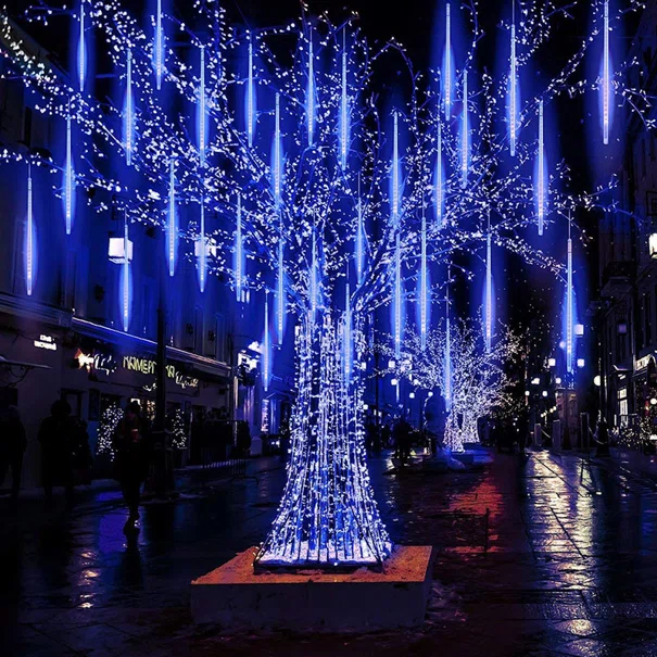 Χριστουγεννιάτικα Λαμπάκια 240 Led Μετεωρίτης Ψυχρό Λευκό Με Μπαταρία & Χρονοδιακόπτη Aca Snowdrop X06240235