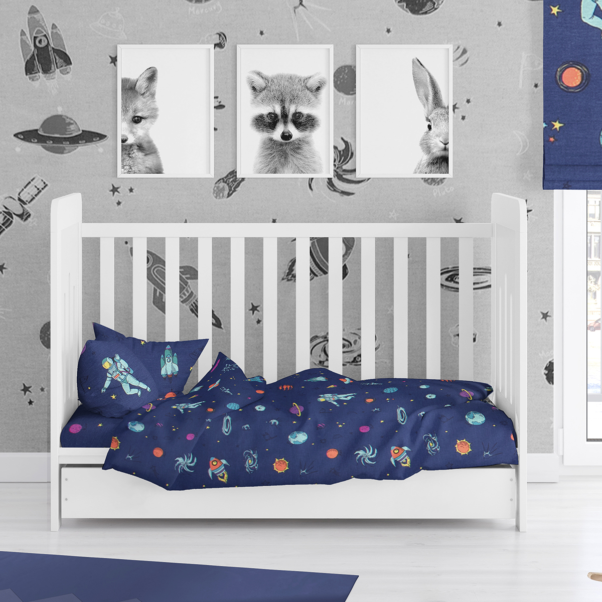Σεντόνια Κούνιας (Σετ) Dimcol Space 189 Blue