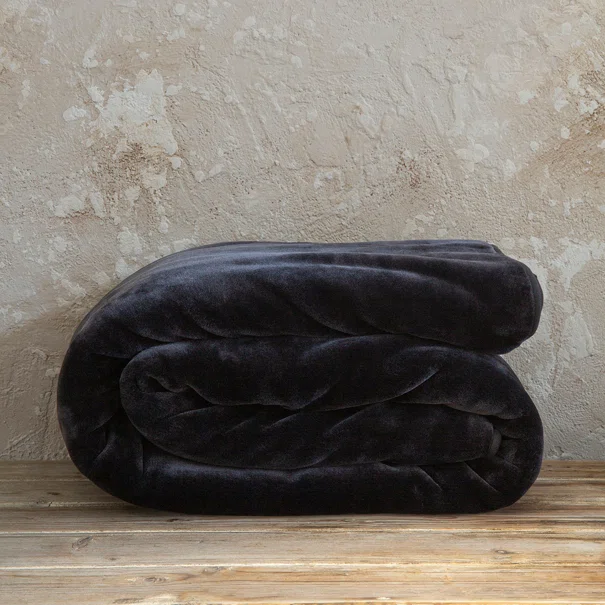 Κουβέρτα Βελουτέ Υπέρδιπλη (220x240) Nima Bed Linen Coperta Black