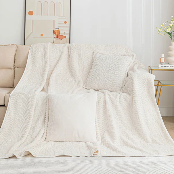 Ριχτάρι Καναπέ Τριθέσιου Γούνινο (180x320) Silk Fashion NX201 Ivory