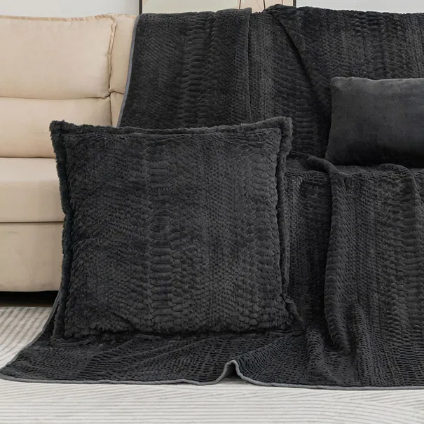 Διακοσμητική Μαξιλαροθήκη Γούνινη (45x45) Silk Fashion NX201 Anthracite