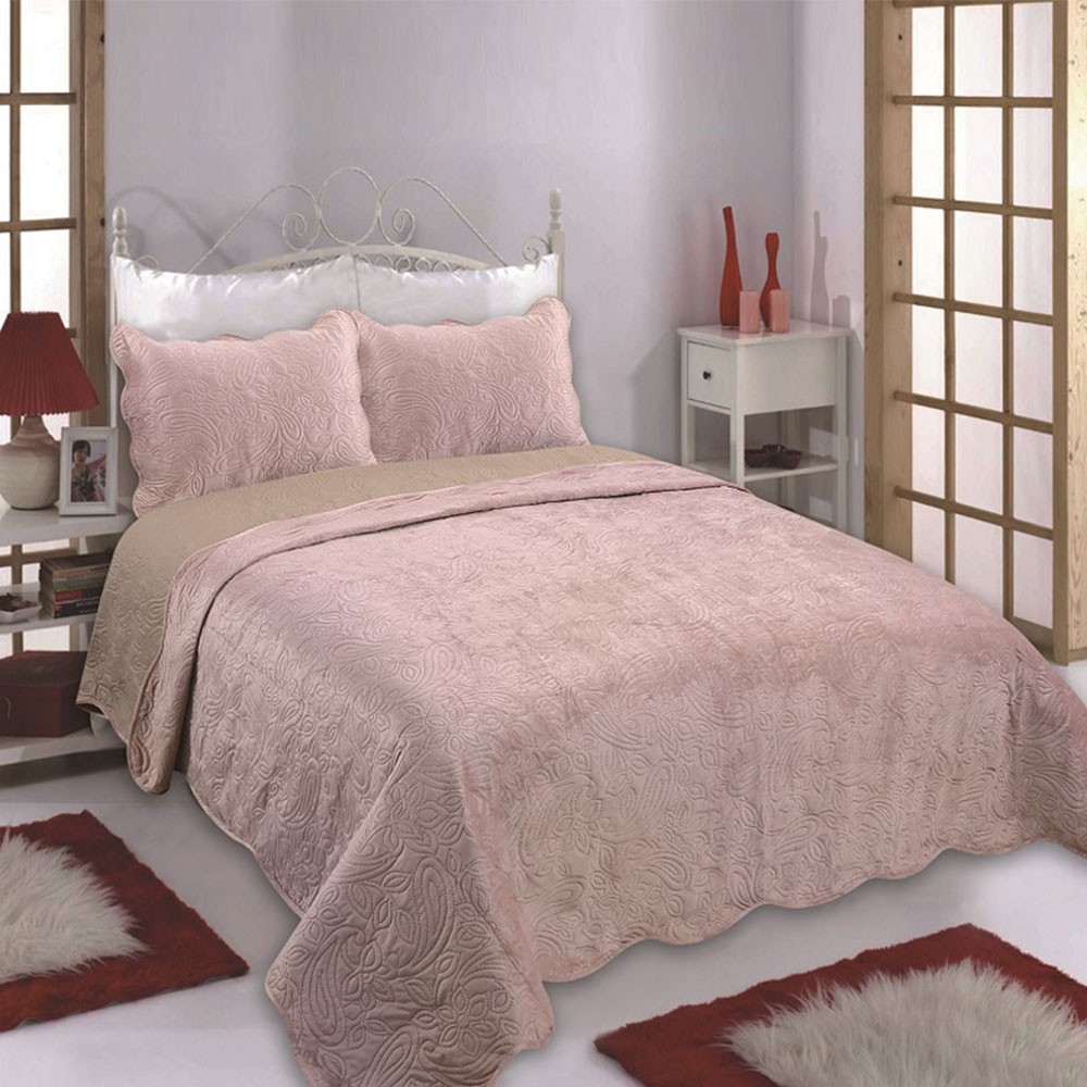 Κουβερλί Βελουτέ Μονό (Σετ 160x220) 2 Όψεων Silk Fashion NX2212 Pink