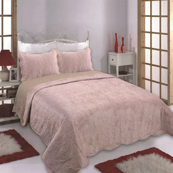 Κουβερλί Βελουτέ Μονό (Σετ 160x220) 2 Όψεων Silk Fashion NX2212 Pink