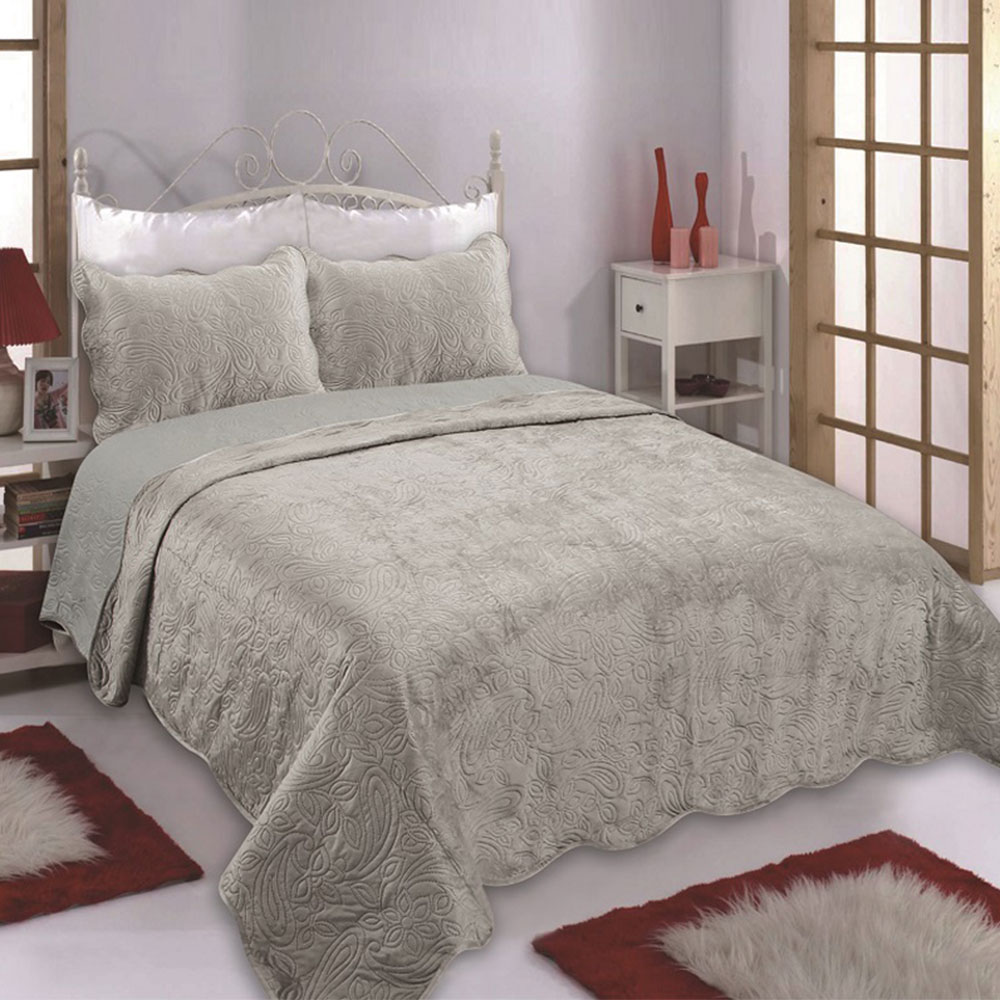 Κουβερλί Βελουτέ Υπέρδιπλο (Σετ 220x240) Silk Fashion NX2212 Beige