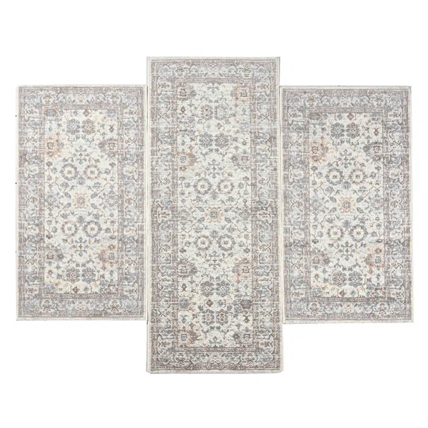 Χαλιά Κρεβατοκάμαρας (Σετ 3τμχ) Polcarpet Estia 2571 D.Grey/White