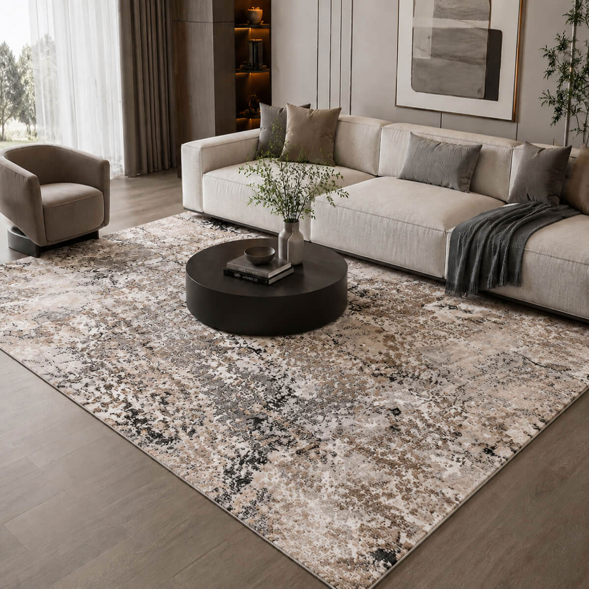 Χαλί (160x230) Polcarpet Estia 4871 Black/Beige