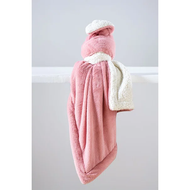 Κουβέρτα Fleece Αγκαλιάς Με Γουνάκι (75x90) Anna Riska 2 Blush Pink