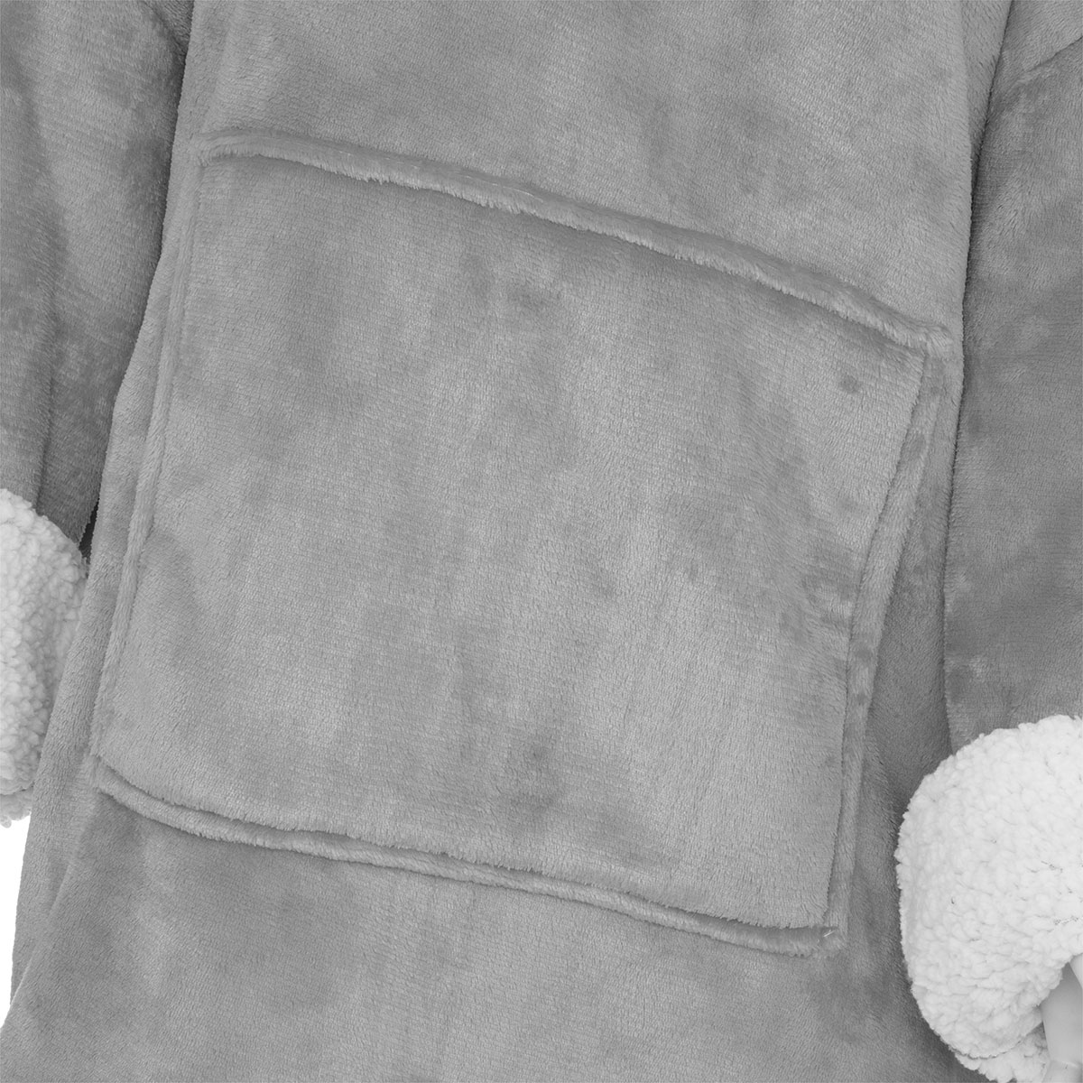 Fleece Φούτερ με Sherpa A-S Hoodie Grey Ένδυση Γυναικεία Σπιτιού Γυναικείες Ρόμπες Spitishop