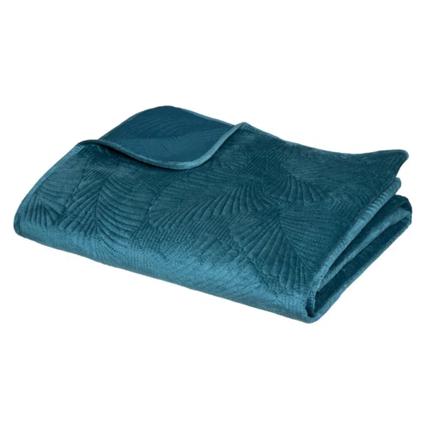 Κουβερλί Βελουτέ King Size (240x260) A-S Velvet Leaf Blue 181058Q