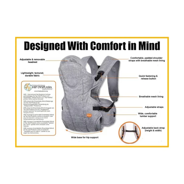 Μάρσιπος Κλασικός (3-12 Μηνών/Έως 15kg) Dreambaby Oxford Grey Denim BR75567