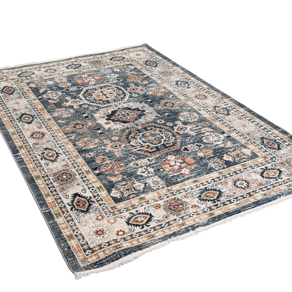 Χαλί (165X230) Polcarpet Bohemian 38460 Navy Cream Χαλιά Σαλονιού Χειμερινά Boho Spitishop