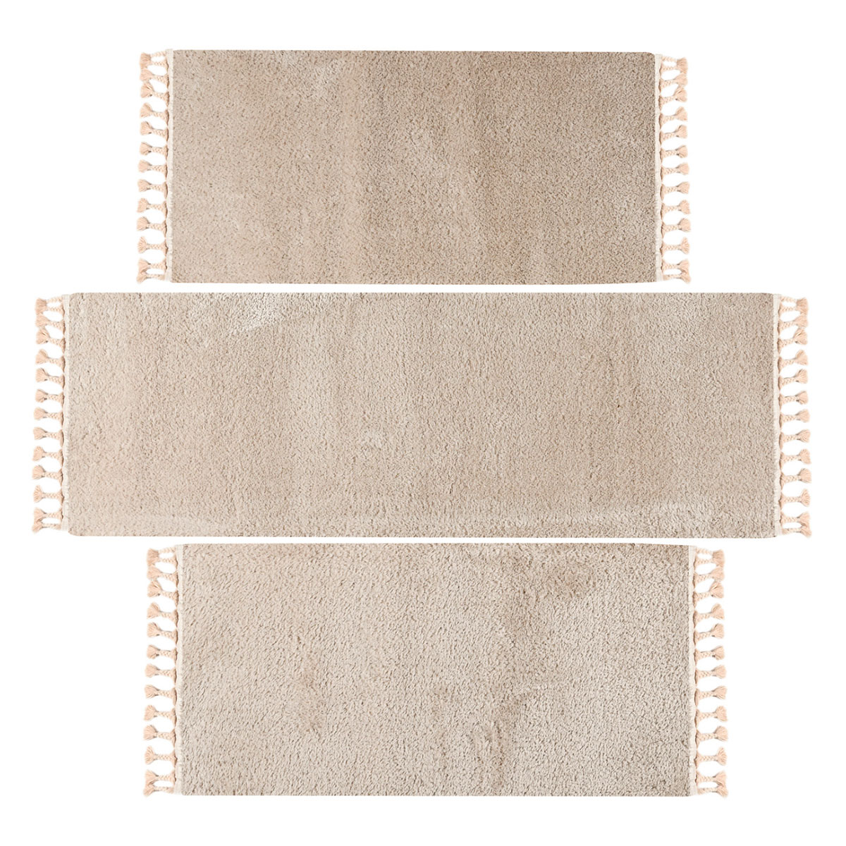 Χαλιά Κρεβατοκάμαρας (Σετ 3τμχ) Polcarpet Soft Shaggy Beige