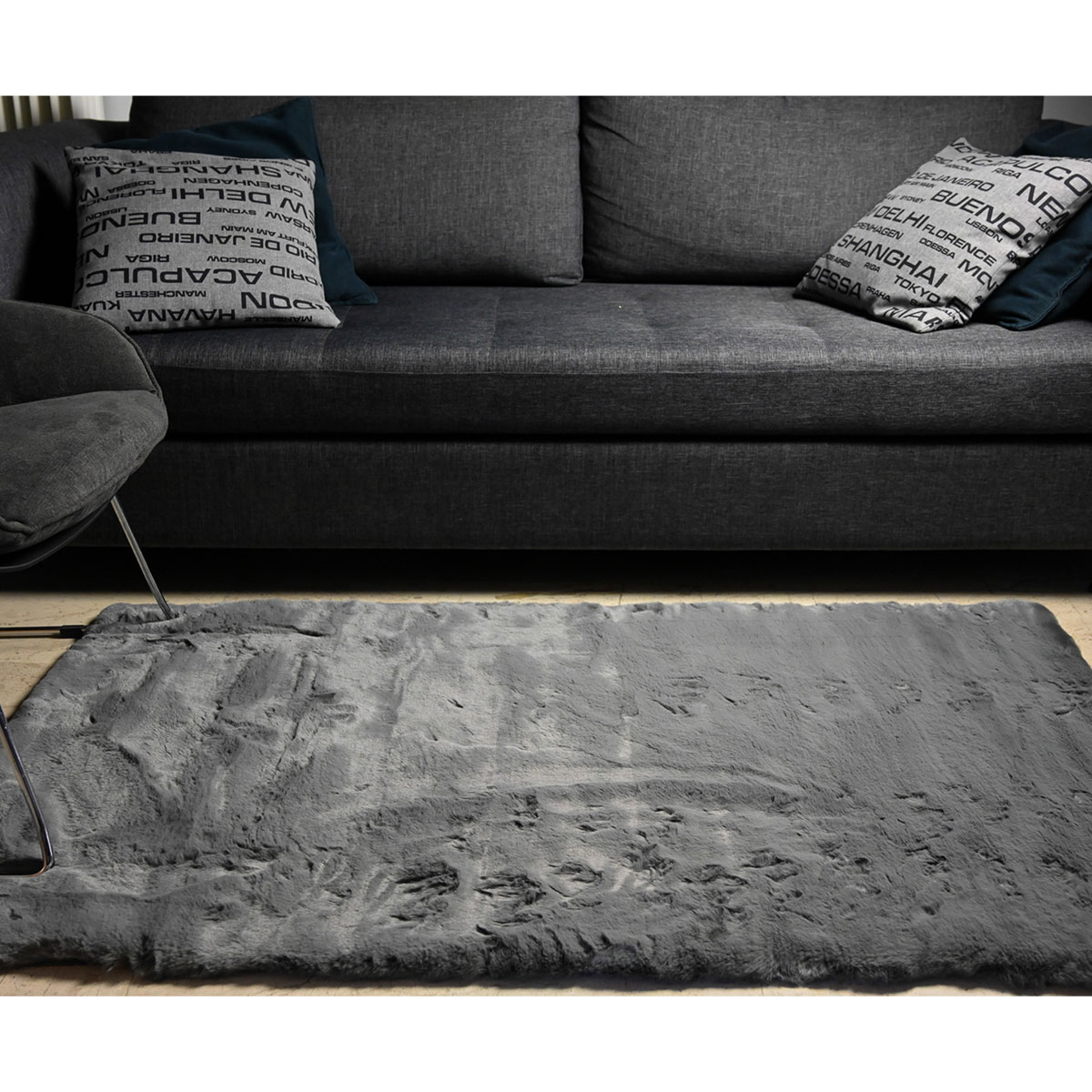 Χαλί Γούνινο (180X250) Polcarpet Rabbit D Grey Χαλιά Σαλονιού Χειμερινά Γούνινα Spitishop