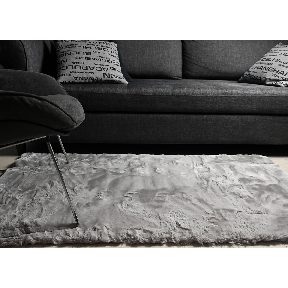 Χαλί Γούνινο (160X230) Polcarpet Rabbit Silver Χαλιά Σαλονιού Χειμερινά Γούνινα Spitishop