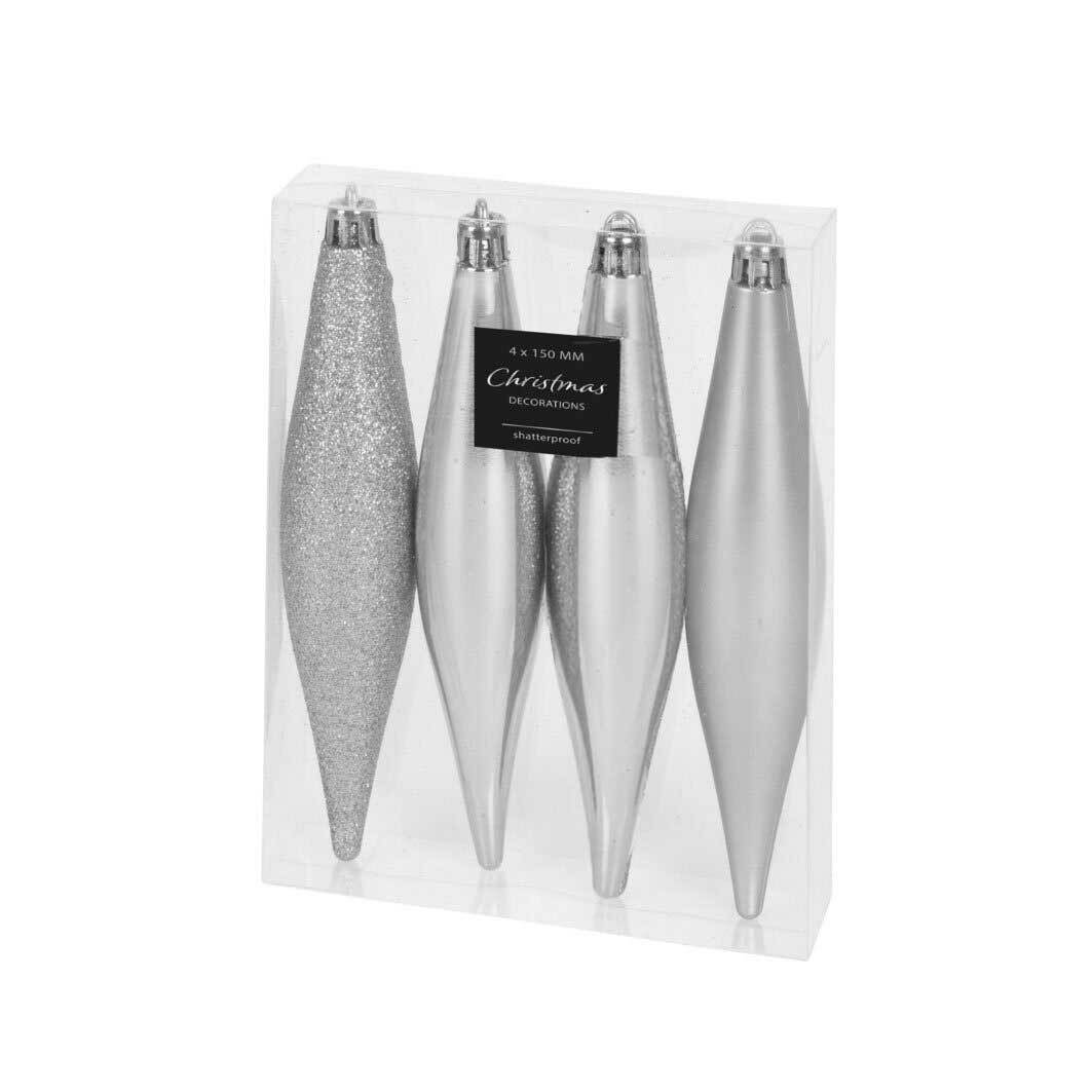 Χριστουγεννιάτικα Στολίδια (Σετ 4τμχ) K-M Silver CAN059648