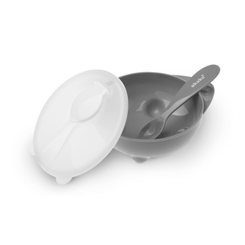 Φαγητοδοχείο & Κουτάλι (Σετ) 250ml Akuku A0425 Γκρι