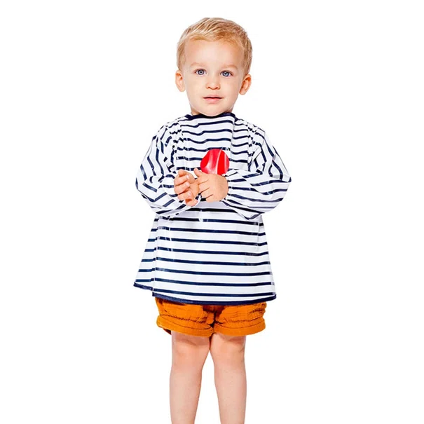 Σαλιάρα Με Μανίκια 5+ Μηνών (31x40) Baby To Love Navy Ριγέ  BTL302009