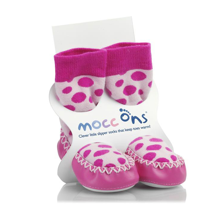 Παιδικές Καλτσοπαντόφλες Sock Ons Mocc Ons Ροζ Πουά