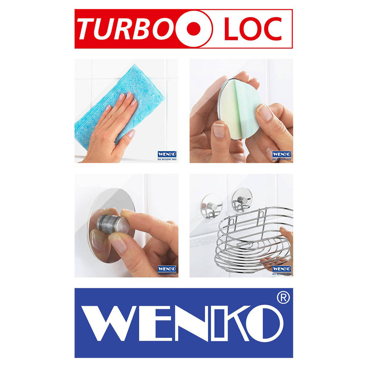Αυτοκόλλητα Τοποθέτησης (Σετ 2Τμχ) Wenko Turbo Loc 20646100 Οργάνωση & Αποθήκευση Κρεμάστρες Γαντζάκια - Κρεμαστράκια Τοίχου Spitishop