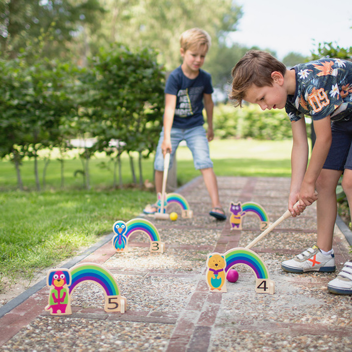 Ξύλινο Παιχνίδι Δραστηριότητας Bs Toys Rainbow Croquet