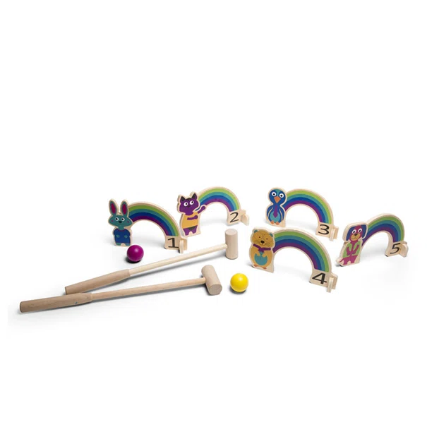 Ξύλινο Παιχνίδι Δραστηριότητας Bs Toys Rainbow Croquet