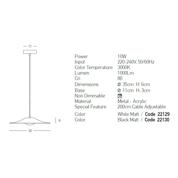 Φωτιστικό Οροφής Μονόφωτο LED Zambelis 22129 White Matt