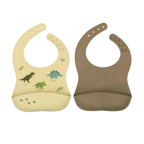 Σαλιάρες Σιλικόνης 4+ Μηνών (Σετ 2τμχ) Α Little Lovely Company Dinosaurs SBDIGR02