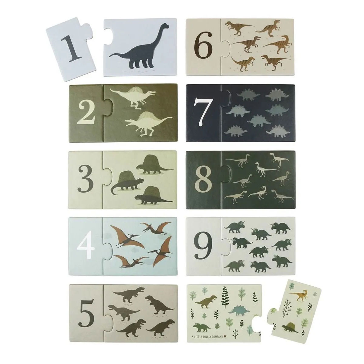 Σετ 10 Παζλ Α Little Lovely Company Dinosaurs PGCPDI02