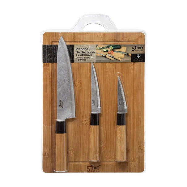 Ξύλο Κοπής & Μαχαίρια (Σετ 4τμχ) F-V Bamboo Cutting 151484