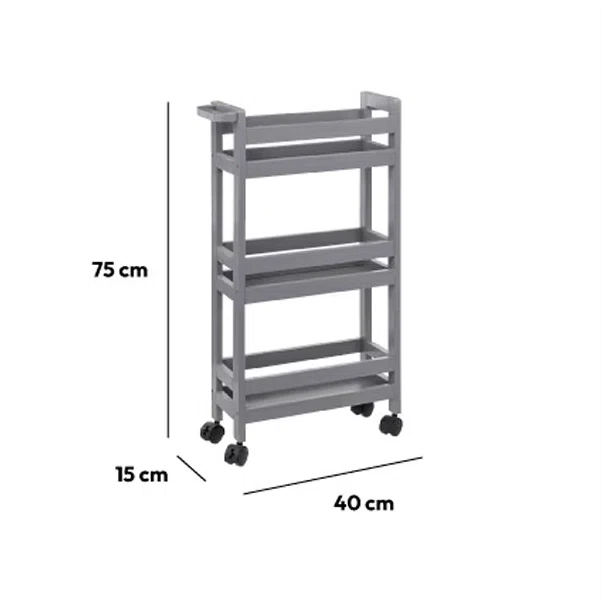 Τρόλεϊ/Ραφιέρα 3 Θέσεων (40x15.5x75) F-V Wheels Trolley Beton 174762H