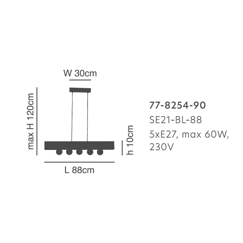 Φωτιστικό Οροφής Πολύφωτο Homelighting Tale 77-8254 Black Φωτιστικά Κρεμαστά Τραπεζαρίας Spitishop