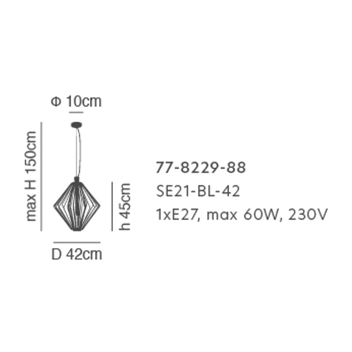 Φωτιστικό Οροφής Μονόφωτο Homelighting Med 77-8229 Black Φωτιστικά Κρεμαστά Spitishop