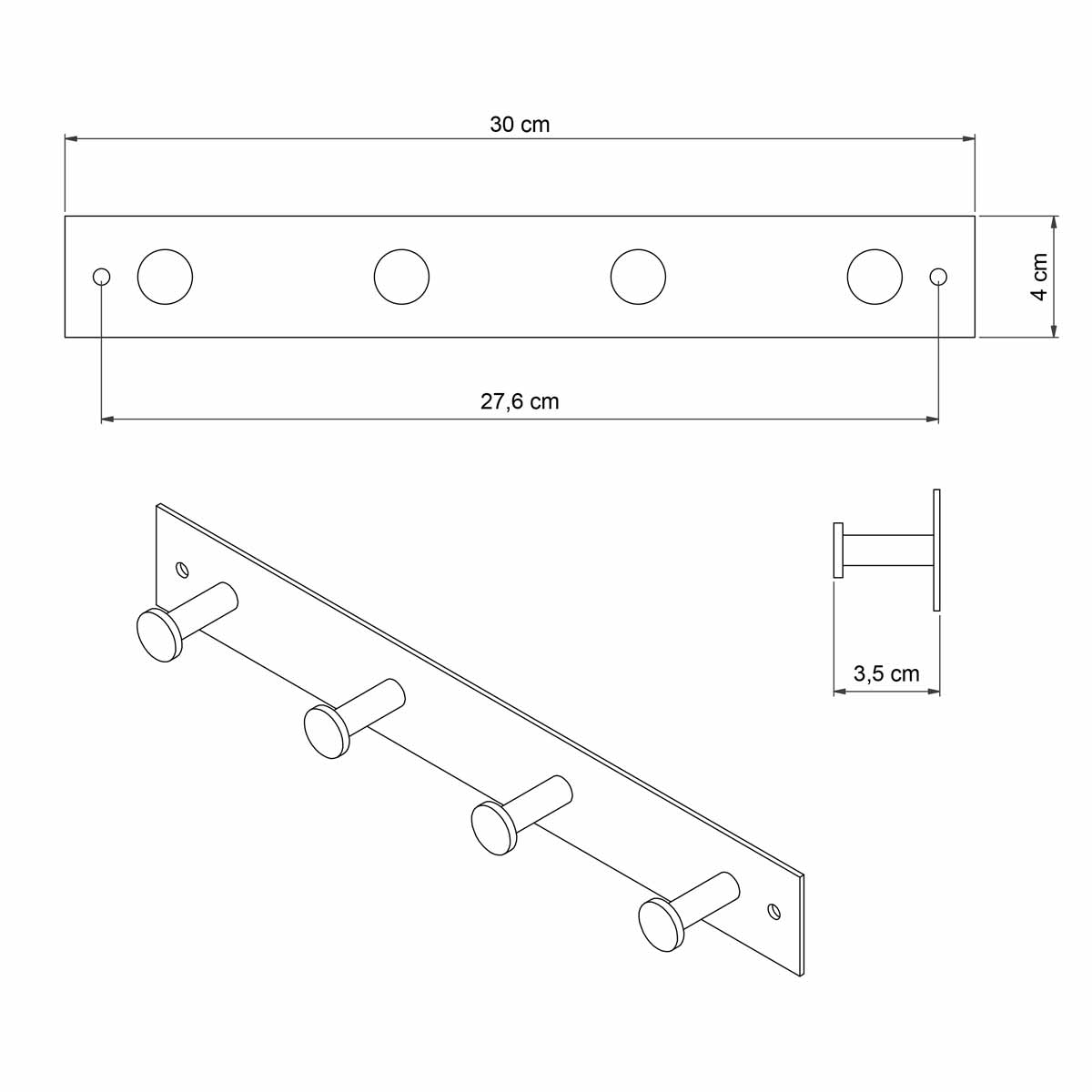 Κρεμάστρα Τοίχου 4 Θέσεων Grekon 404 Inox Οργάνωση & Αποθήκευση Κρεμάστρες Spitishop