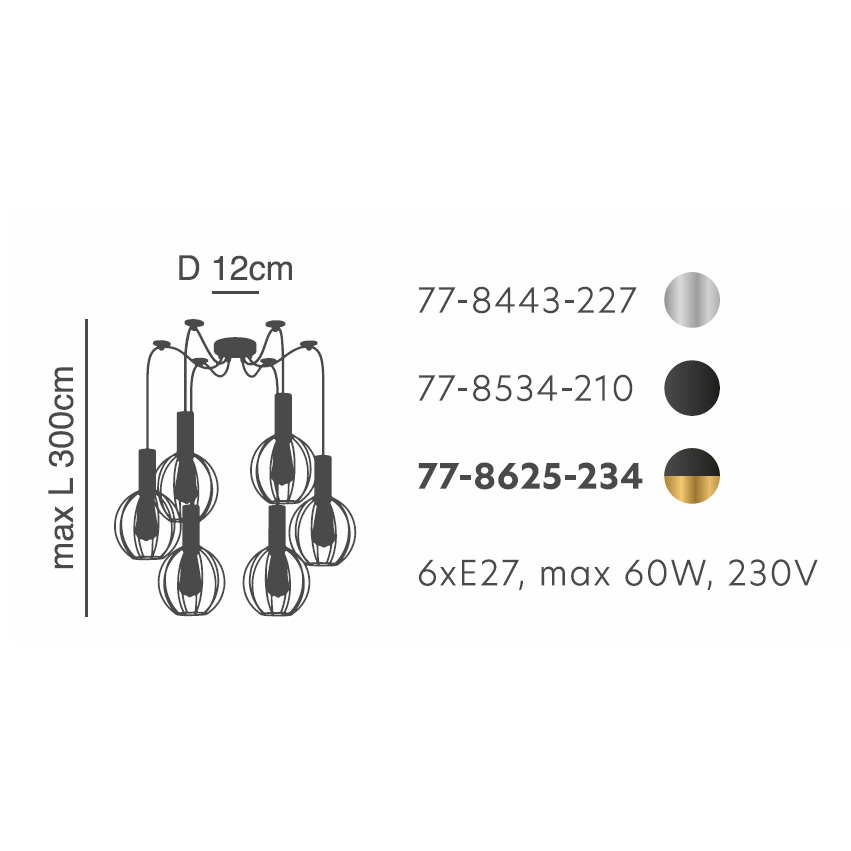 Φωτιστικό Οροφής Πολύφωτο Homelighting 77-8534 Black Φωτιστικά Κρεμαστά Τραπεζαρίας Spitishop