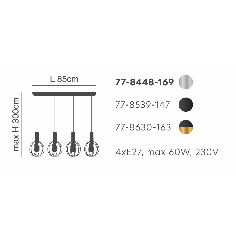 Φωτιστικό Οροφής Πολύφωτο Homelighting 77-8448 Nickel Φωτιστικά Κρεμαστά Τραπεζαρίας Spitishop
