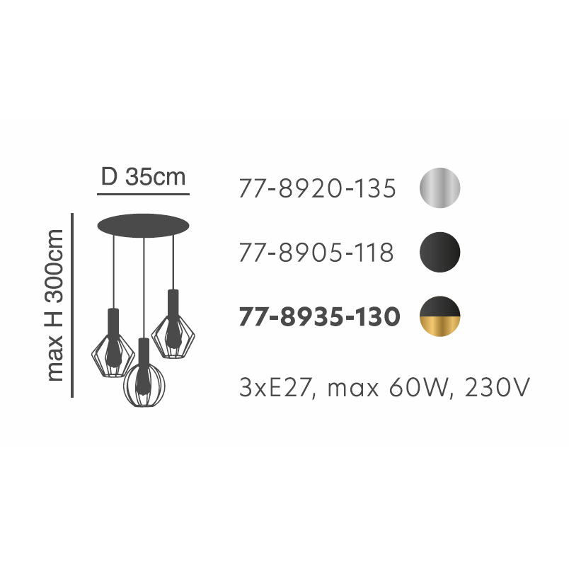 Φωτιστικό Οροφής Τρίφωτο Homelighting Adept Flex 77-8920 Nickel Φωτιστικά Κρεμαστά Spitishop