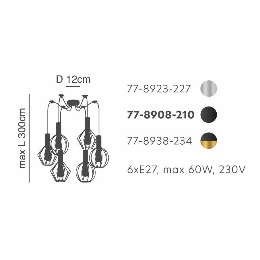 Φωτιστικό Οροφής Πολύφωτο Homelighting Adept Flex 77-8923 Nickel Φωτιστικά Κρεμαστά Τραπεζαρίας Spitishop